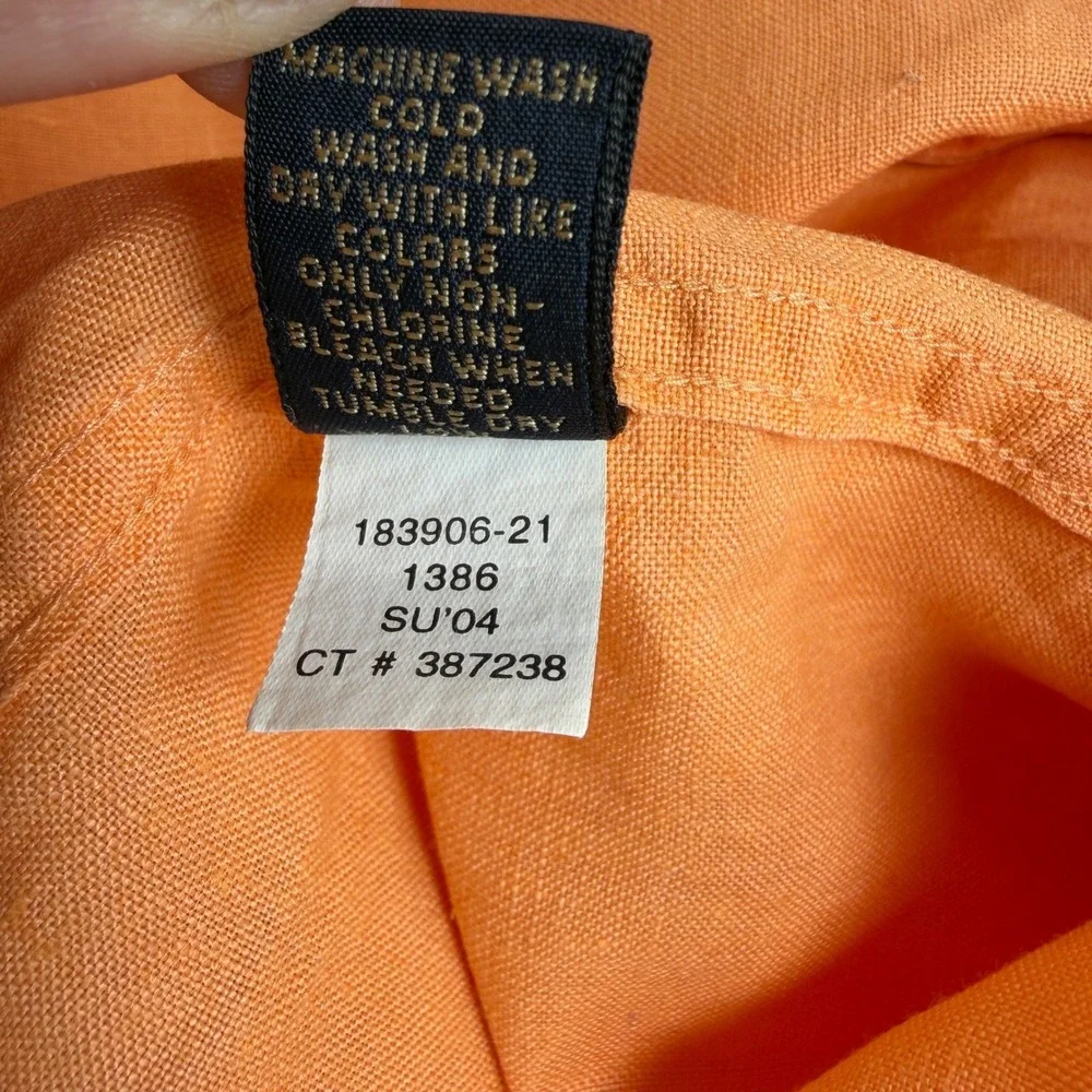 Banana Republic Shirt Mens XL Orange Long Sleeve 100% Linen Vintage Y2K EUC